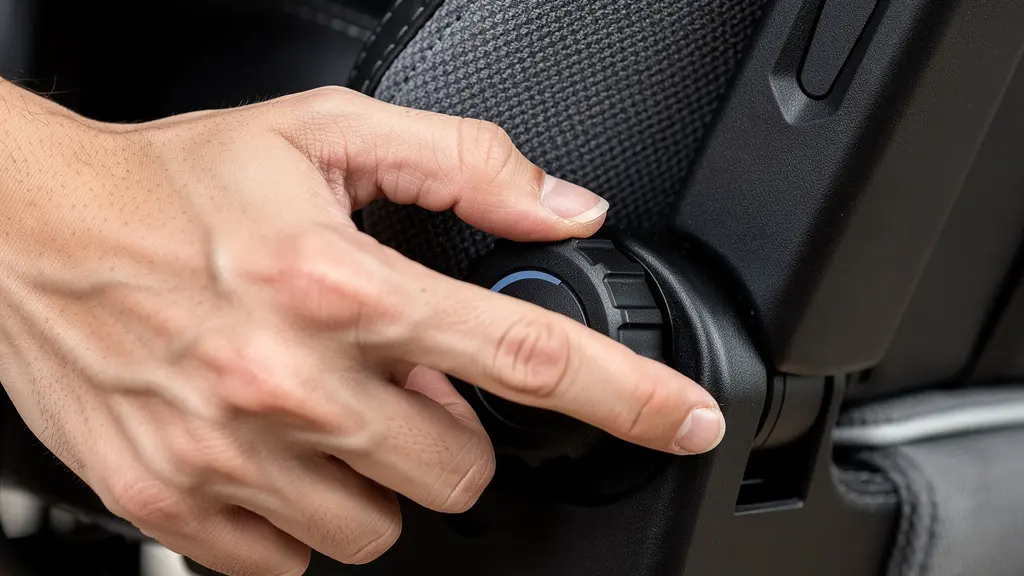 Détail du mécanisme de réglage lombaire sur un fauteuil gamer ergonomique